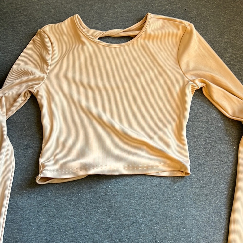 Long sleeve, crop top, open back